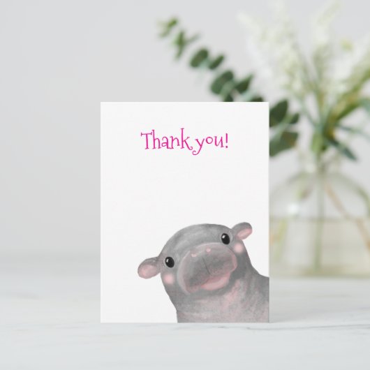 Haggis das niedliche Baby Hippo danke Postcard Postkarte (Stehend Vorderseite)