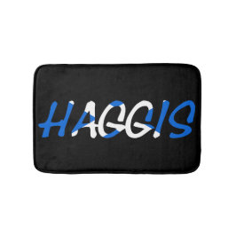 Haggis überlagert sich auf schottischer Flagge Badematte