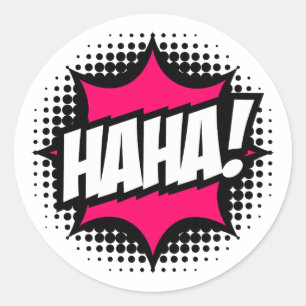 HAHA! Comic Book Style Runder Aufkleber
