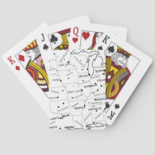 Hahd gezeichnete US-Karte Spielkarten (Rückseite)