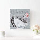 Hahn-Anruf II Quadratische Wanduhr (Zuhause)