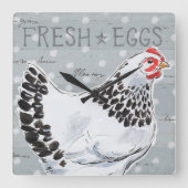 Hahn-Anruf II Quadratische Wanduhr (Vorderseite)