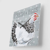 Hahn-Anruf II Quadratische Wanduhr (Winkel)