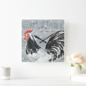 Hahn-Anruf III Quadratische Wanduhr (Zuhause)