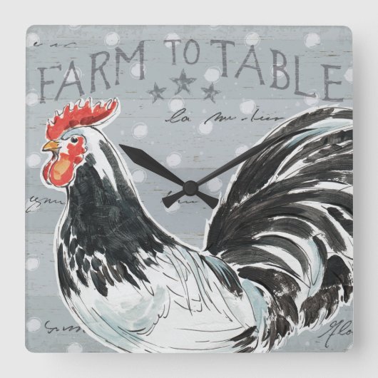 Hahn-Anruf III Quadratische Wanduhr (Vorderseite)