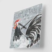 Hahn-Anruf III Quadratische Wanduhr (Winkel)