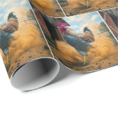 Hahn Bauer wirbelt Staub auf Geschenkpapier (Rolleneckpunkt)