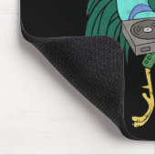 Hahn-Cartoon-DJ mit Turntables in Not Mousepad (Ecke)