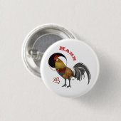 Hahn Chinesisches Sternzeichen Button (Vorne & Hinten)