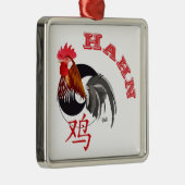 Hahn Chinesisches - Sternzeichen Silbernes Ornament (Rechts)