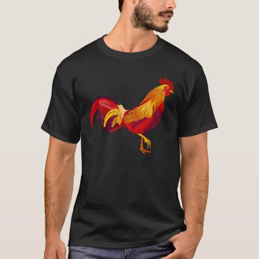 Hahn des roten Feuers in der Papierschnittart T-Shirt (Vorderseite)