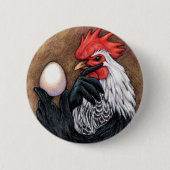 Hahn-Ei, das Huhn-Philosophen zeichnet Button (Vorderseite)