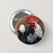 Hahn-Ei, das Huhn-Philosophen zeichnet Button (Vorne & Hinten)