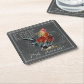 Hahn-Eier auf Tafel Rechteckiger Pappuntersetzer (angewinkelt)