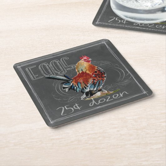 Hahn-Eier auf Tafel Rechteckiger Pappuntersetzer (angewinkelt)