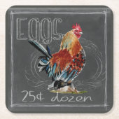 Hahn-Eier auf Tafel Rechteckiger Pappuntersetzer (Vorderseite)