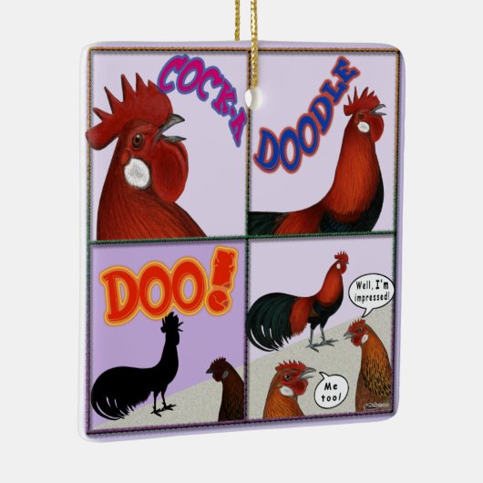 Hahn-EIN-Gekritzel-Doo! Keramikornament (Rechts)