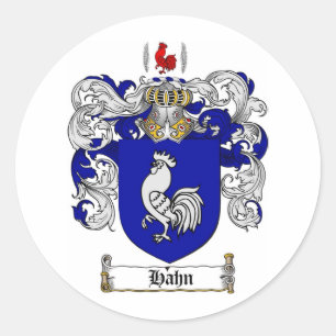 HAHN FAMILIENWAPPEN - HAHN WAPPEN RUNDER AUFKLEBER