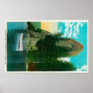 Hahn-Felsen auf Columbia River Poster
