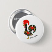 Hahn Galo de Barcelos Portuguese Button (Vorne & Hinten)