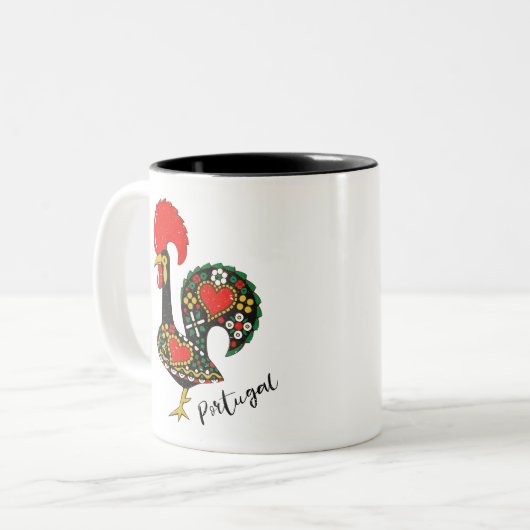 Hahn Galo de Barcelos Portuguese Zweifarbige Tasse (Vorderseite Links)