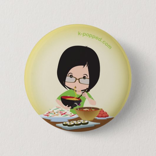 Hahn genießt Knopf Button (Vorderseite)