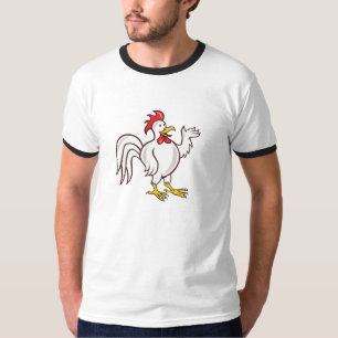 Hahn-Hahn-wellenartig bewegender hallo-Cartoon T-Shirt