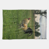 Hahn Huhn auf dem Bauernhof Geschirrtuch (Horizontal)