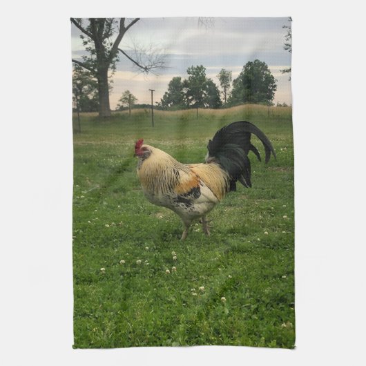 Hahn Huhn auf dem Bauernhof Geschirrtuch (Vertikal)
