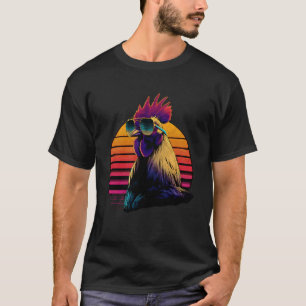 Hahn Huhn mit Sonnenbrille Motiv Cooles Huhn T-Shirt