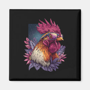 Hahn Huhn Mit Sungles-Motiv Cooles Huhn Ro Magnet