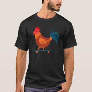 Hahn Huhn Skateboard Farm Geflügel Skateboard T-Shirt