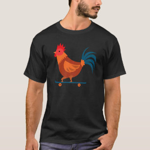 Hahn Huhn Skateboard Farm Geflügel Skateboard T-Shirt