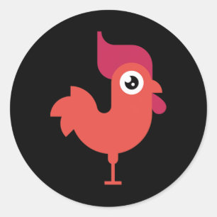 Hahn-Huhn-Spiel Grafik Tiermaskottchen-Design Runder Aufkleber