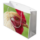 Hahn, Huhn, Tier, Vögel, Design, Bauernhof, Große Geschenktüte (Rückseite Schrägansicht)