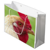 Hahn, Huhn, Tier, Vögel, Design, Bauernhof, Große Geschenktüte (Vorderseite Schrägansicht)