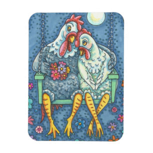 HAHN & HÜHNCHEN LIEBHABER, HÜHNER MAGNET Rechteck