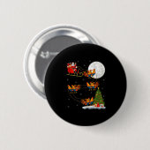 Hahn Hühner Weihnachtsmann Schlitten Fliegend Lust Button (Vorne & Hinten)