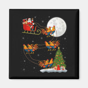 Hahn Hühner Weihnachtsmann Schlitten Fliegend Lust Magnet