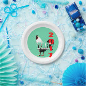 Hahn-Jahr 2017 im grünen Kreis-Pappteller Pappteller (Party)