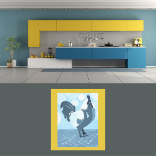 Hahn Light Blue Küchenwandkunst - Poster