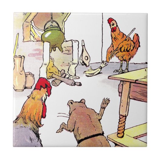 Hahn, Maus u. Henne in der Küche Fliese (Vorderseite)