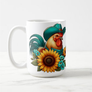 Hahn mit Türkishahn und Sonnenblumen Kaffeetasse