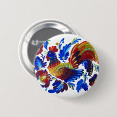 Hahn Petrykivka Ukrainerkunst Button (Vorne & Hinten)