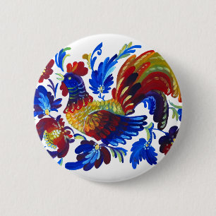 Hahn Petrykivka Ukrainerkunst Button