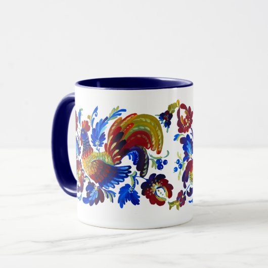 Hahn Petrykivka Ukrainerkunst Tasse (Vorderseite Links)