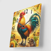 Hahn Quadratische Wanduhr (Winkel)