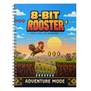 Hahn, Retro-8-Bit-Pixelkunst Notizblock