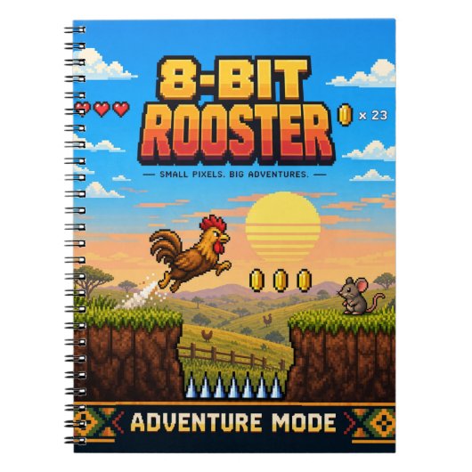 Hahn, Retro-8-Bit-Pixelkunst Notizblock (Vorderseite)