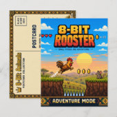 Hahn, Retro-8-Bit-Pixelkunst Postkarte (Vorne/Hinten)